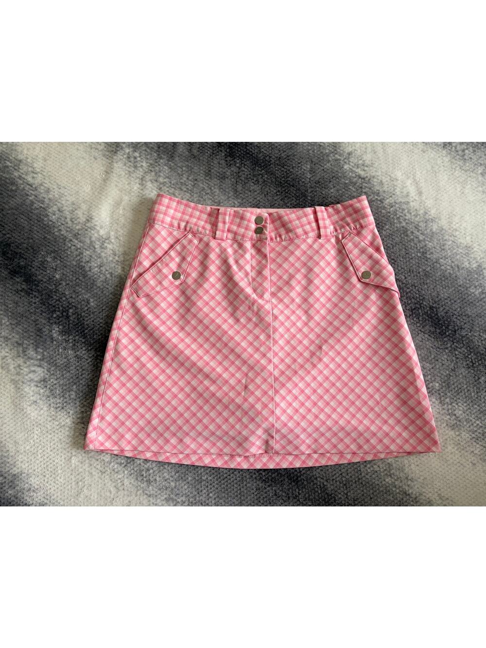 Nike Pink White Gingham Dri-Fit Golf Mini Skort Size 6 Small Barbie Golf Tennis